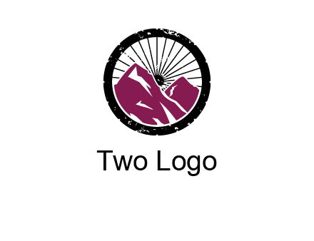 wheel and mountain for ski icon