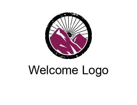 wheel and mountain for ski icon