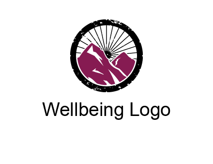 wheel and mountain for ski icon
