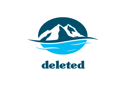 abstract of ski mountains and river logo