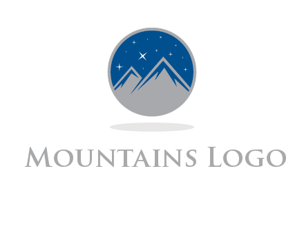 mountain peaks in circle with stars logo