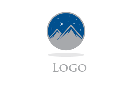 mountain peaks in circle with stars logo