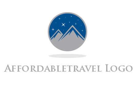 mountain peaks in circle with stars logo