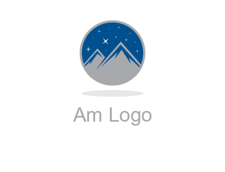mountain peaks in circle with stars logo