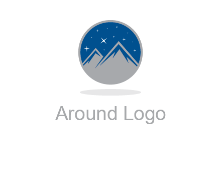 mountain peaks in circle with stars logo