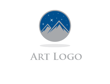 mountain peaks in circle with stars logo