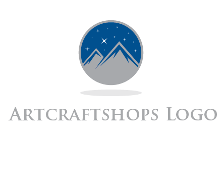 mountain peaks in circle with stars logo