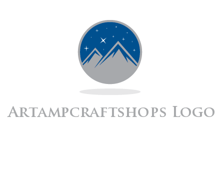 mountain peaks in circle with stars logo