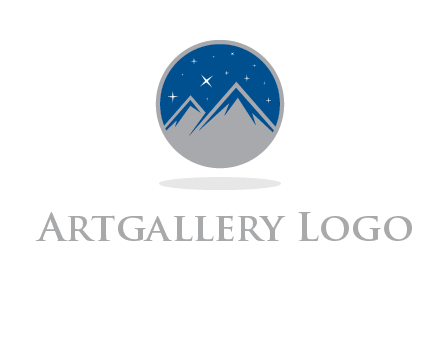 mountain peaks in circle with stars logo