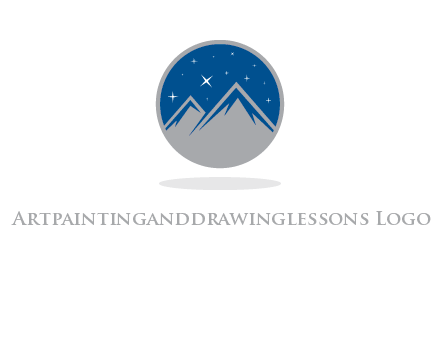 mountain peaks in circle with stars logo