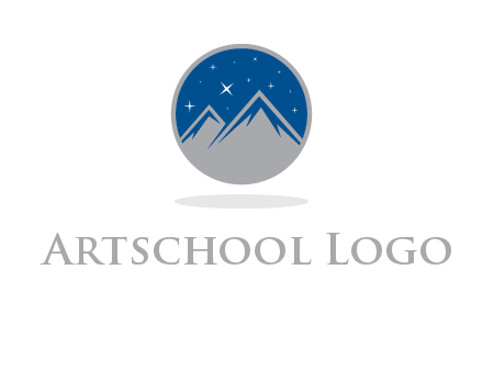 mountain peaks in circle with stars logo