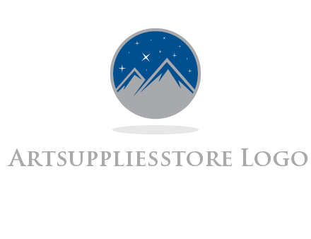 mountain peaks in circle with stars logo