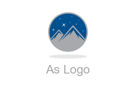 mountain peaks in circle with stars logo