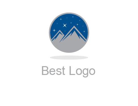 mountain peaks in circle with stars logo