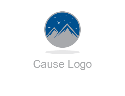 mountain peaks in circle with stars logo