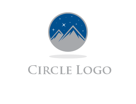 mountain peaks in circle with stars logo