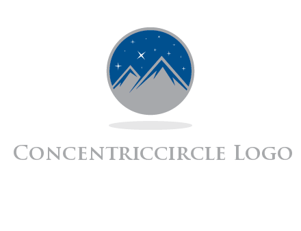 mountain peaks in circle with stars logo