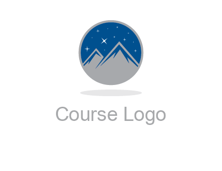 mountain peaks in circle with stars logo