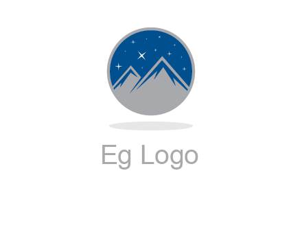 mountain peaks in circle with stars logo