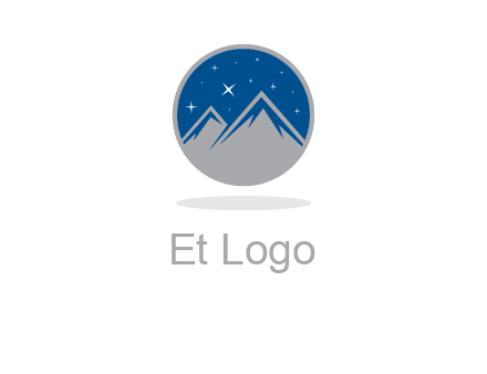 mountain peaks in circle with stars logo