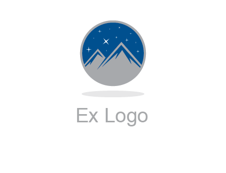 mountain peaks in circle with stars logo