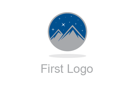 mountain peaks in circle with stars logo