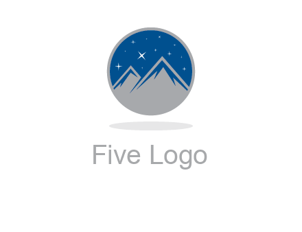 mountain peaks in circle with stars logo