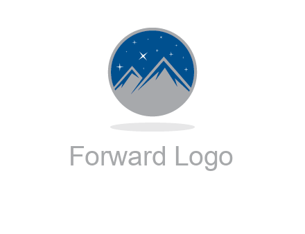 mountain peaks in circle with stars logo