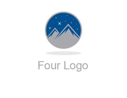 mountain peaks in circle with stars logo