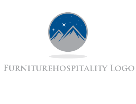 mountain peaks in circle with stars logo