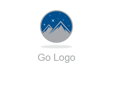mountain peaks in circle with stars logo