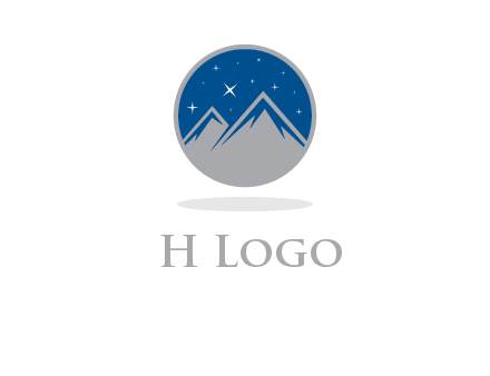 mountain peaks in circle with stars logo