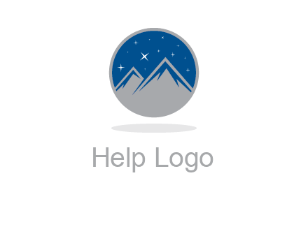mountain peaks in circle with stars logo