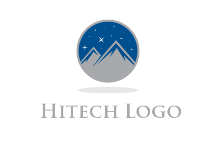 mountain peaks in circle with stars logo