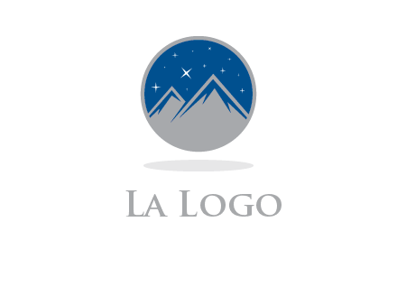 mountain peaks in circle with stars logo