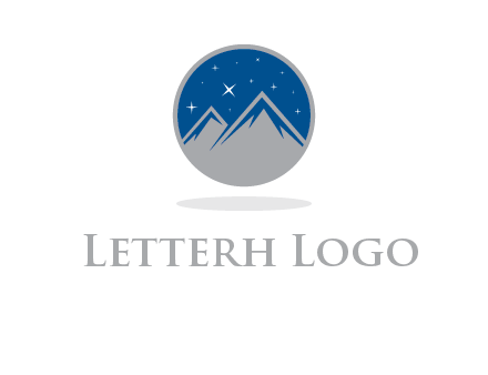 mountain peaks in circle with stars logo