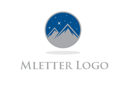 mountain peaks in circle with stars logo