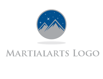 mountain peaks in circle with stars logo