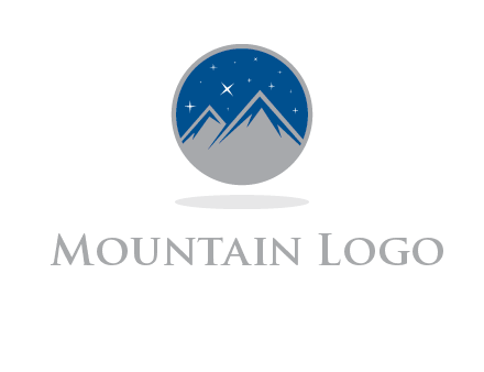 mountain peaks in circle with stars logo