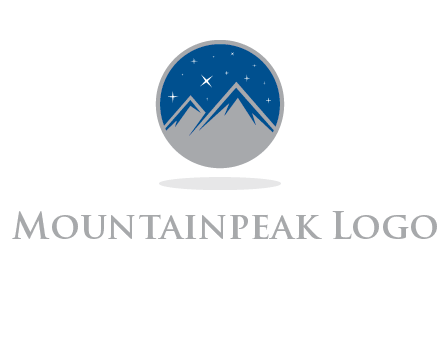 mountain peaks in circle with stars logo