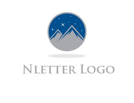 mountain peaks in circle with stars logo