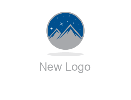 mountain peaks in circle with stars logo