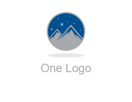 mountain peaks in circle with stars logo