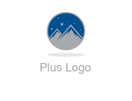 mountain peaks in circle with stars logo