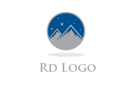 mountain peaks in circle with stars logo
