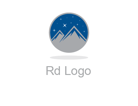 mountain peaks in circle with stars logo