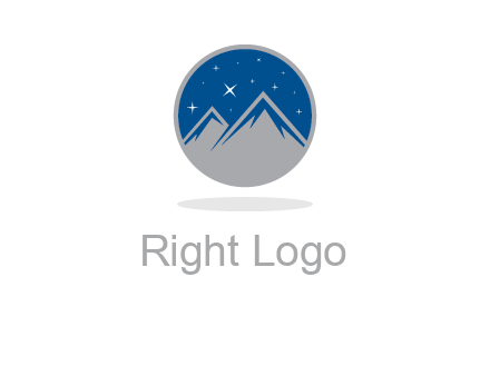 mountain peaks in circle with stars logo