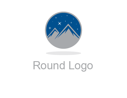 mountain peaks in circle with stars logo