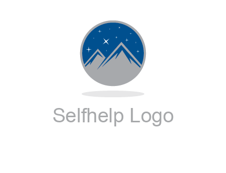 mountain peaks in circle with stars logo
