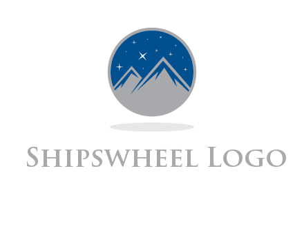mountain peaks in circle with stars logo